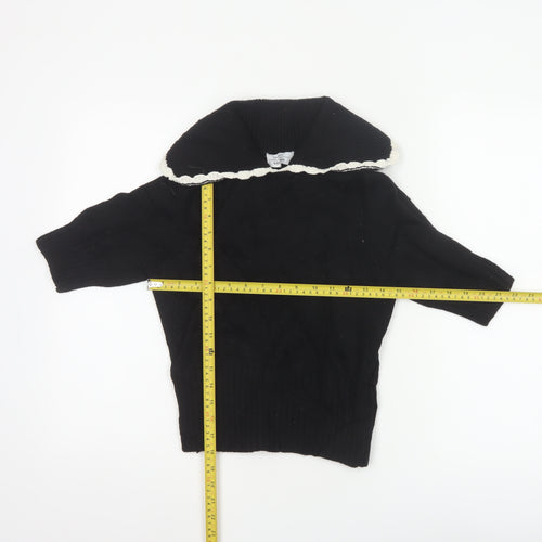 & Other Stories Women Black UK 6 Cowl Neck Wool Blend Knit Jumper