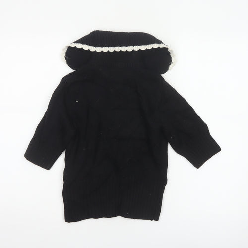 & Other Stories Women Black UK 6 Cowl Neck Wool Blend Knit Jumper
