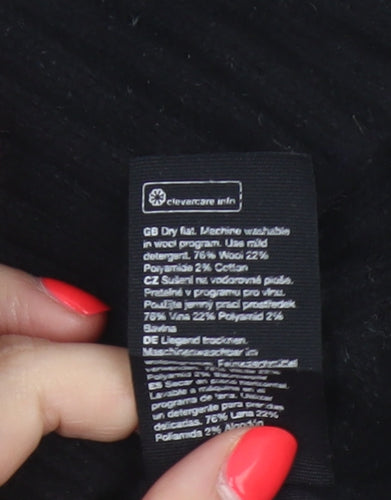 & Other Stories Women Black UK 6 Cowl Neck Wool Blend Knit Jumper