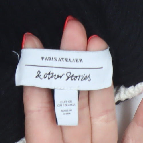 & Other Stories Women Black UK 6 Cowl Neck Wool Blend Knit Jumper