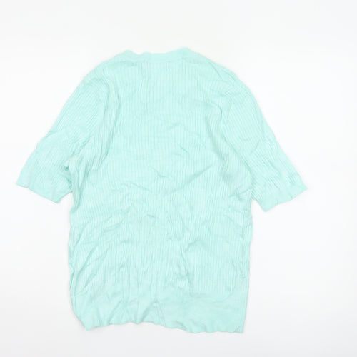 Marks and Spencer Women Green Size 16 Rib Knit Short Sleeve Jumper
