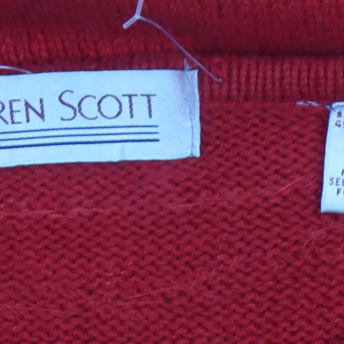 Karen Scott Unisex Adults Red L Beaded Ramie Cotton Pullover Jumper