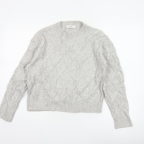 Marks & Spencer Women Grey S Cable-Knit Crew Neck Pullover Jumper