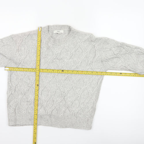 Marks & Spencer Women Grey S Cable-Knit Crew Neck Pullover Jumper