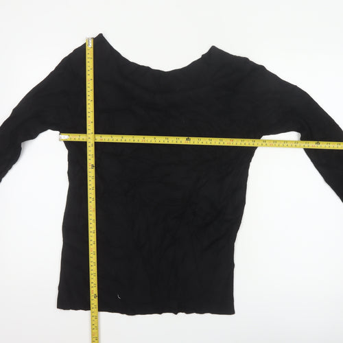 Wallis Women Black UK 12 Boat Neck Slim Fit Ribbed Knit Jumper