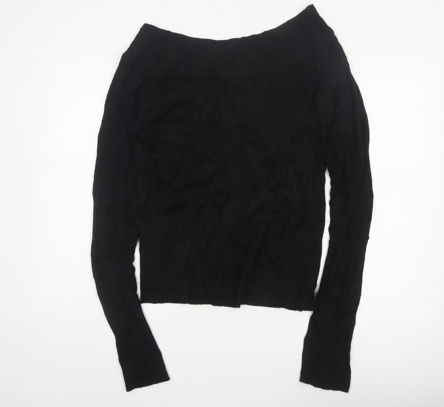 Wallis Women Black UK 12 Boat Neck Slim Fit Ribbed Knit Jumper