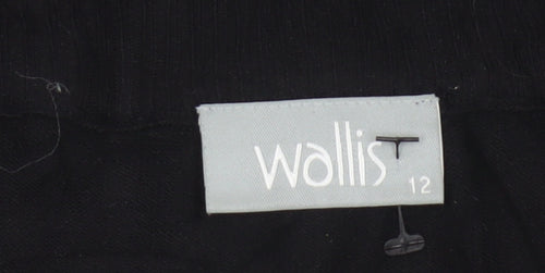 Wallis Women Black UK 12 Boat Neck Slim Fit Ribbed Knit Jumper