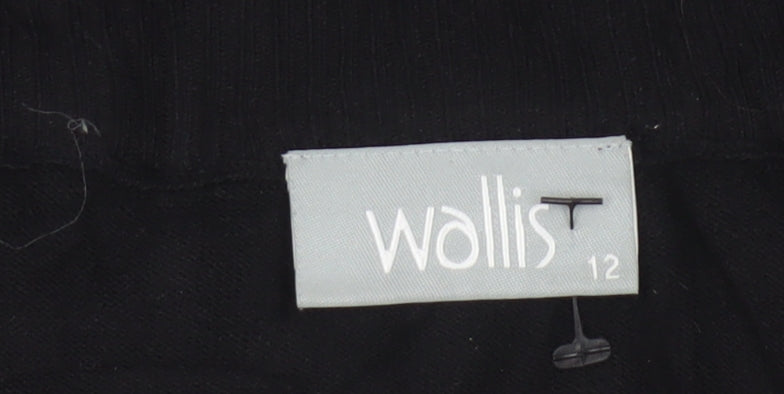 Wallis Women Black UK 12 Boat Neck Slim Fit Ribbed Knit Jumper