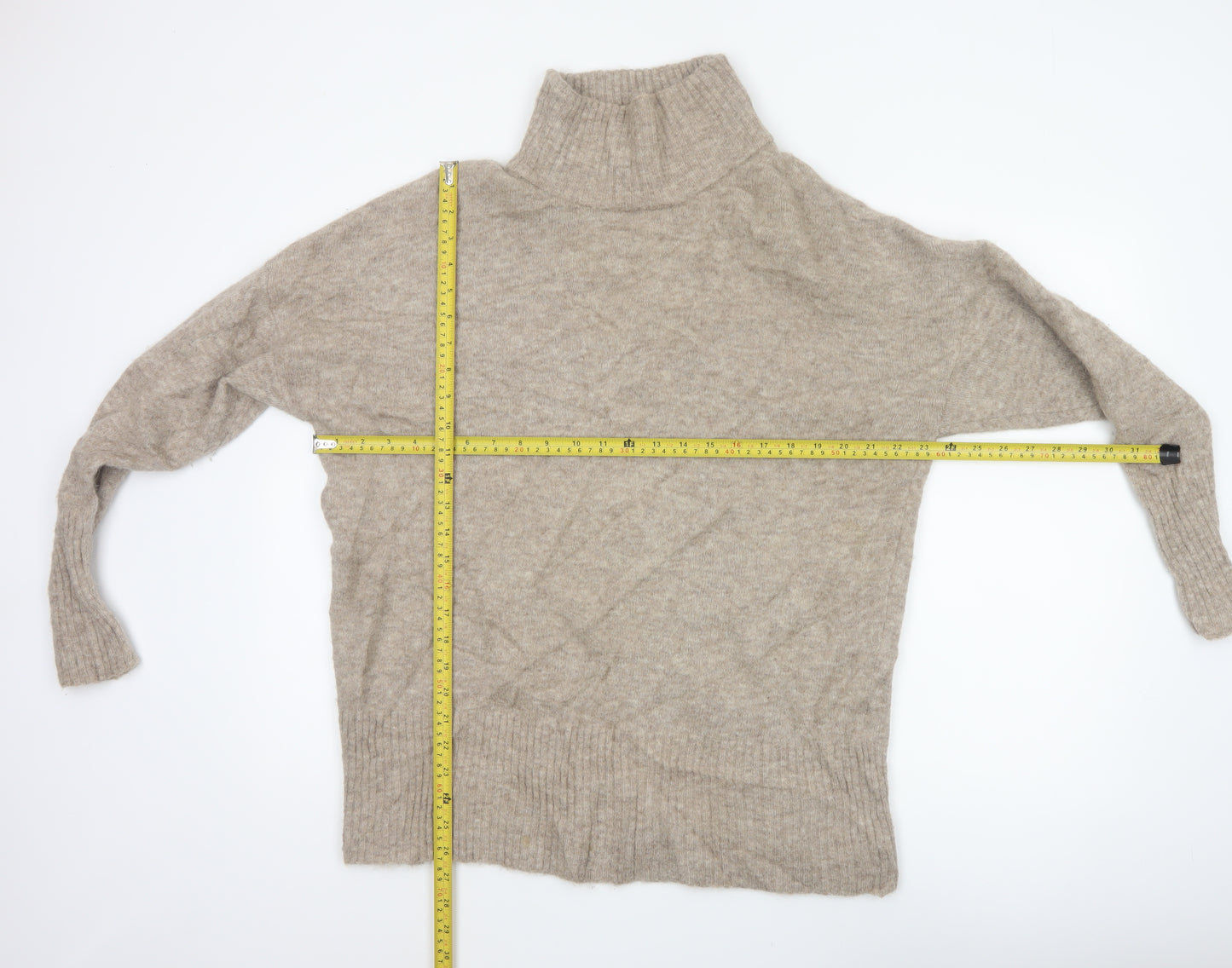 Selected Femme Women’s Beige M Wool Blend Roll Neck Jumper