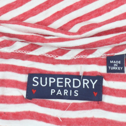 Superdry Women Red Stripe Paris Print Jersey Tank Top UK 10