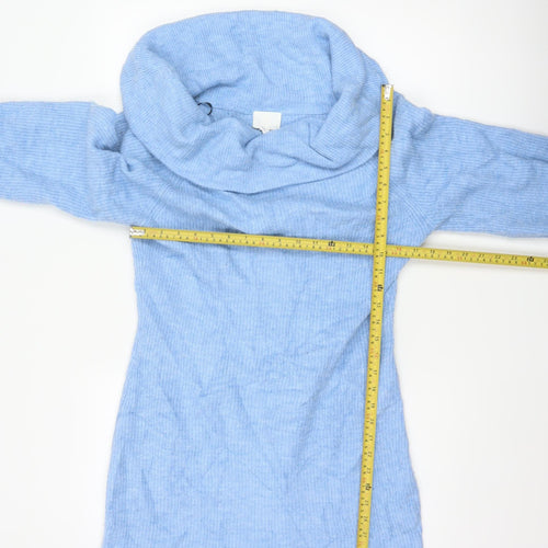H&M Women Blue L Cowl Neck Long Sleeve Knit Tunic Jumper