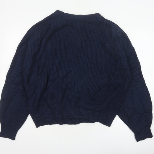 Marks and Spencer Women Blue XL Cable Knit V-Neck Cardigan
