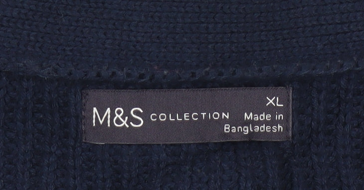 Marks and Spencer Women Blue XL Cable Knit V-Neck Cardigan