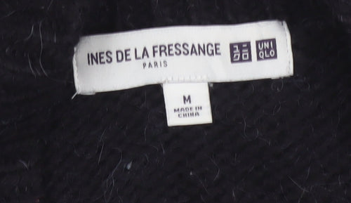 Ines de la Fressange Uniqlo Women Black M Open Cable Knit Cardigan