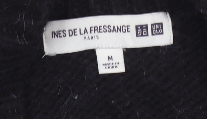 Ines de la Fressange Uniqlo Women Black M Open Cable Knit Cardigan
