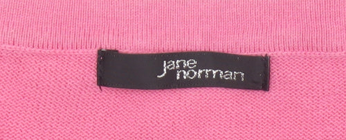 Jane Norman Women Pink Size 10 Cotton Knit Wrap Tie Puff Sleeve Blouse