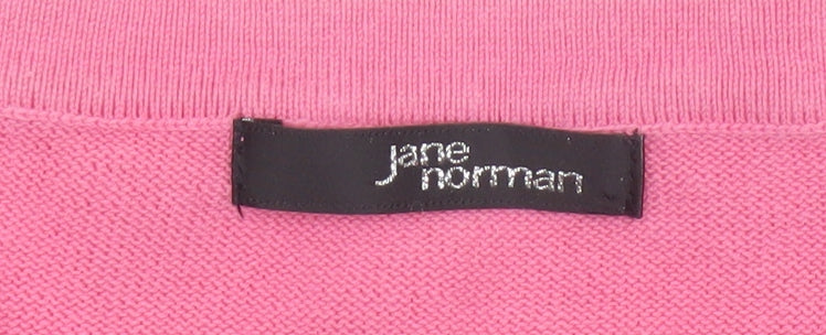 Jane Norman Women Pink Size 10 Cotton Knit Wrap Tie Puff Sleeve Blouse