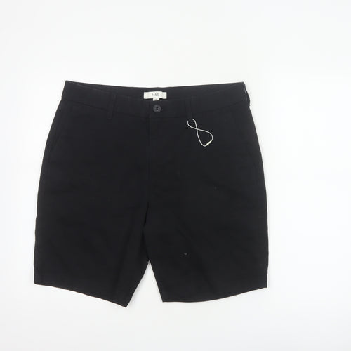 Marks & Spencer Men's Black 34in Mid Chino Shorts Cotton Stretch