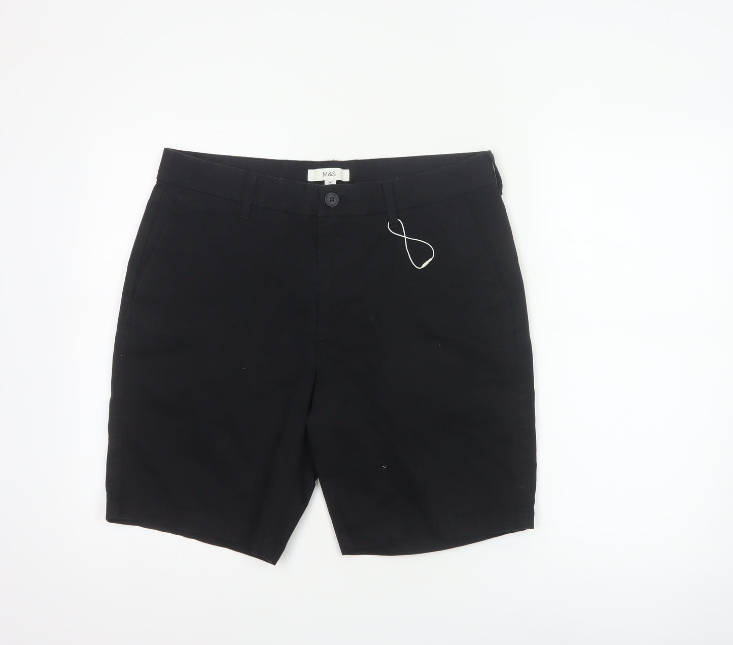 Marks & Spencer Men's Black 34in Mid Chino Shorts Cotton Stretch
