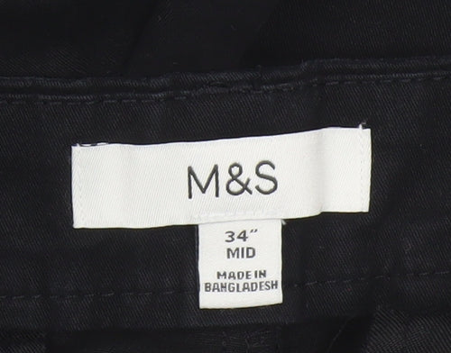 Marks & Spencer Men's Black 34in Mid Chino Shorts Cotton Stretch