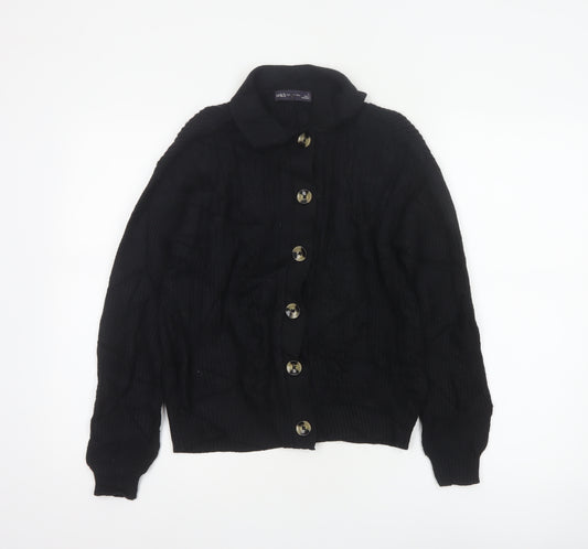 Marks & Spencer Women Black S Cable Knit Collared Button Cardigan