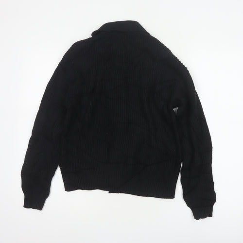Marks & Spencer Women Black S Cable Knit Collared Button Cardigan