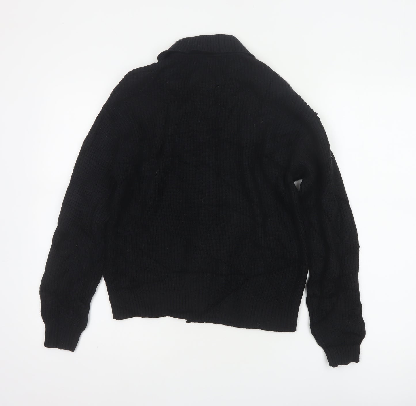 Marks & Spencer Women Black S Cable Knit Collared Button Cardigan