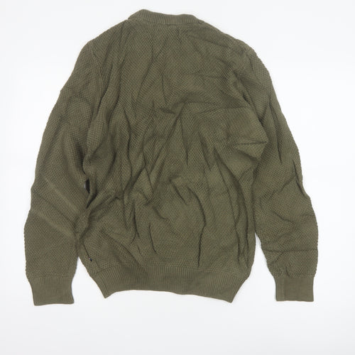 U.S. Polo Assn. Men’s Green M Cable Knit Logo Crew Neck Jumper