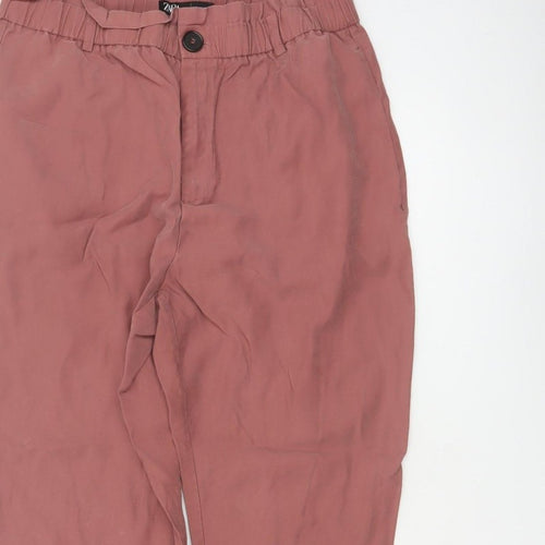 Zara Women’s Pink XL Paperbag Tapered Trousers Elastic Waist