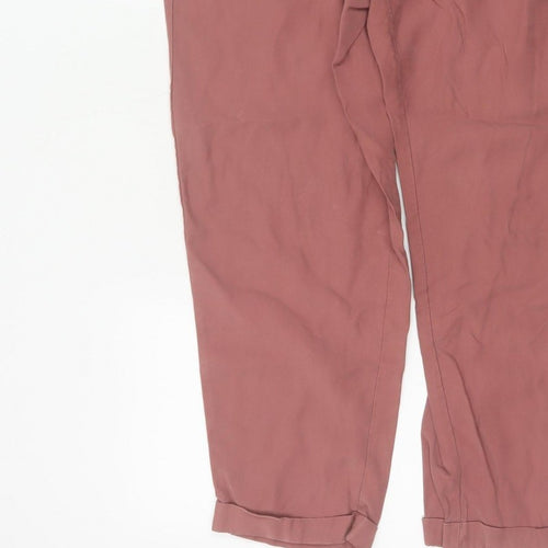 Zara Women’s Pink XL Paperbag Tapered Trousers Elastic Waist