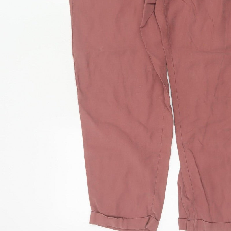 Zara Women’s Pink XL Paperbag Tapered Trousers Elastic Waist