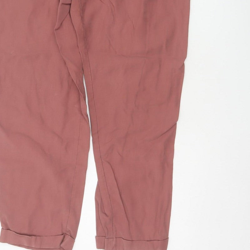 Zara Women’s Pink XL Paperbag Tapered Trousers Elastic Waist
