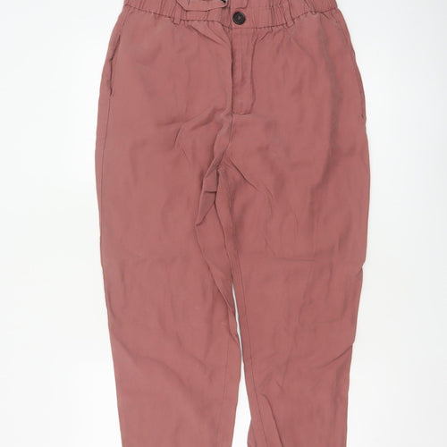 Zara Women’s Pink XL Paperbag Tapered Trousers Elastic Waist