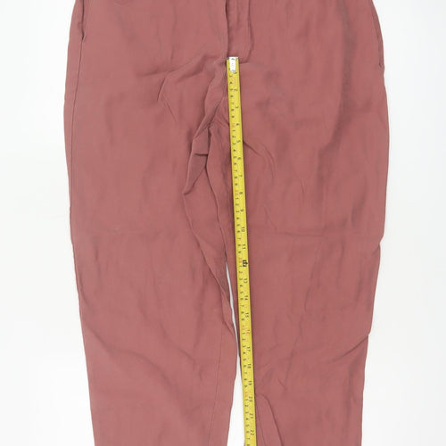 Zara Women’s Pink XL Paperbag Tapered Trousers Elastic Waist