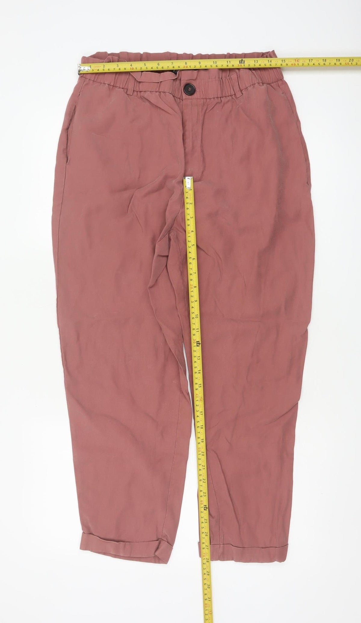 Zara Women’s Pink XL Paperbag Tapered Trousers Elastic Waist