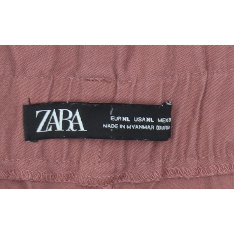 Zara Women’s Pink XL Paperbag Tapered Trousers Elastic Waist