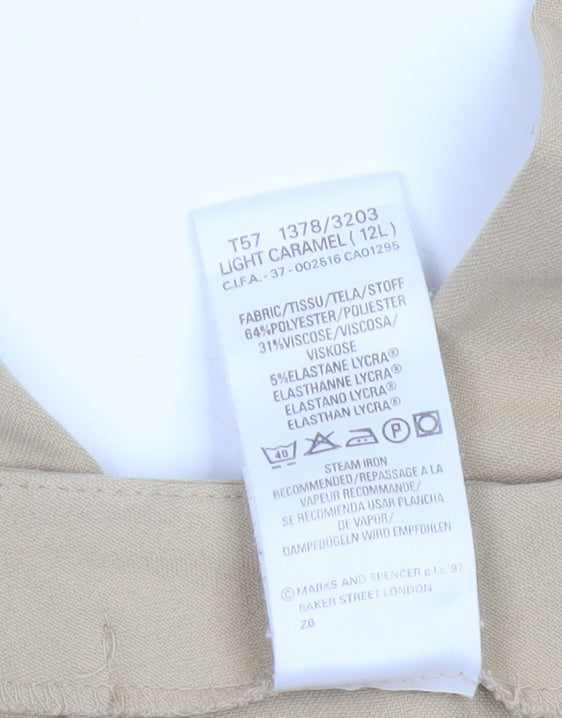 St Michael Marks & Spencer Women Beige Size 12 Long Tailored Trousers