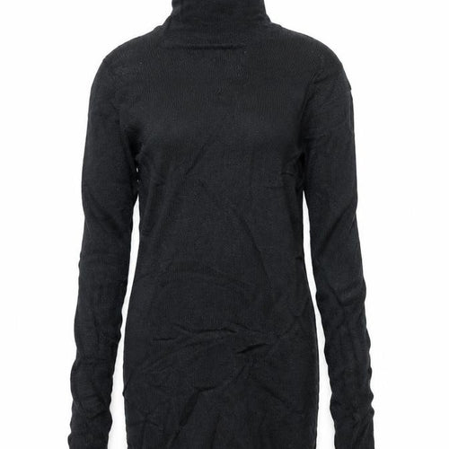Uniqlo Women Black XS 100% Wool Roll Neck Slim Knit Jumper