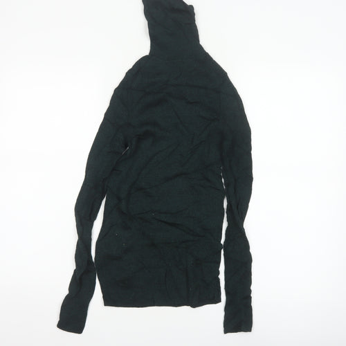 Uniqlo Women Black XS 100% Wool Roll Neck Slim Knit Jumper