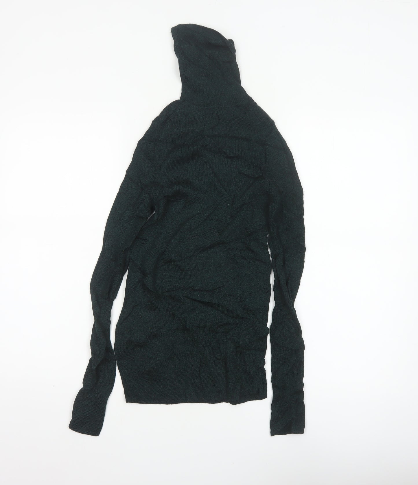 Uniqlo Women Black XS 100% Wool Roll Neck Slim Knit Jumper