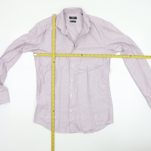 Hugo Boss Men's Pink 15.5 Slim Fit Geometric Cotton Button-Up Shirt