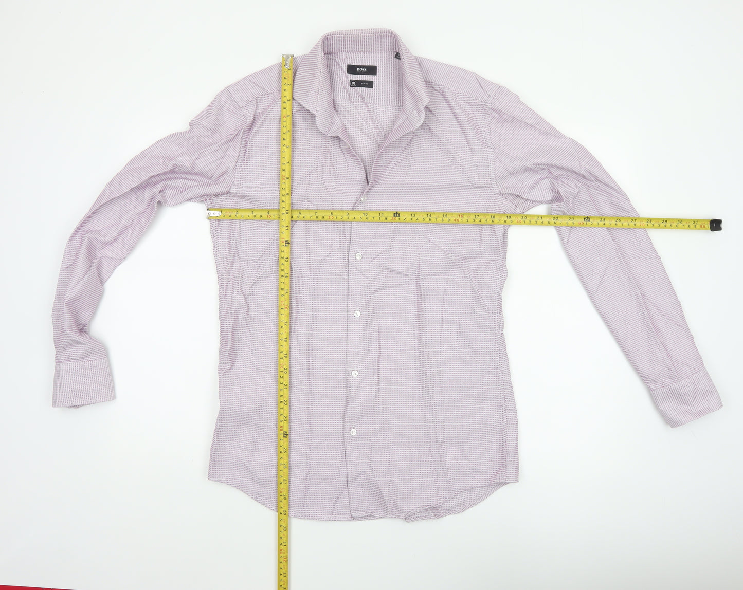 Hugo Boss Men's Pink 15.5 Slim Fit Geometric Cotton Button-Up Shirt
