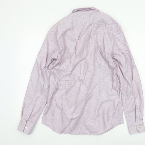 Hugo Boss Men's Pink 15.5 Slim Fit Geometric Cotton Button-Up Shirt