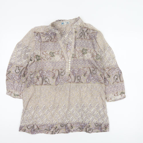 Carking Women’s Multicoloured Paisley Cotton Tunic Blouse UK 8 Boho