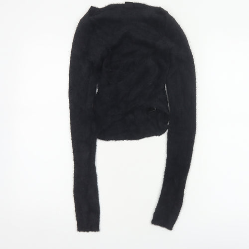 Urban Outfitters Women’s Black S Petite Fuzzy Knit Cropped Cardigan