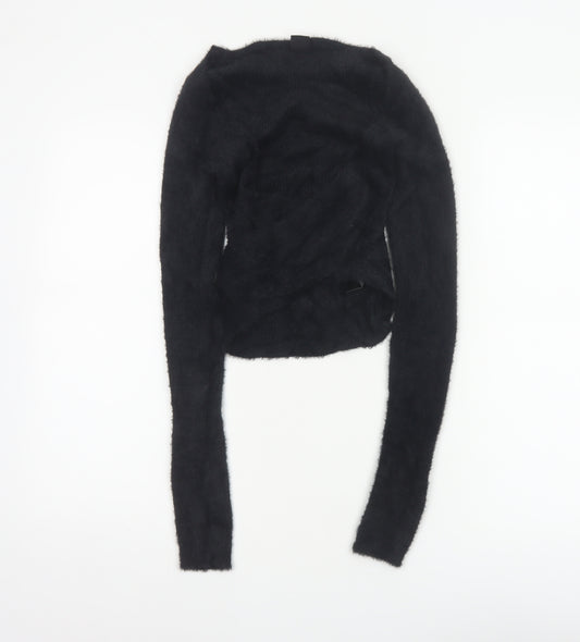 Urban Outfitters Women’s Black S Petite Fuzzy Knit Cropped Cardigan