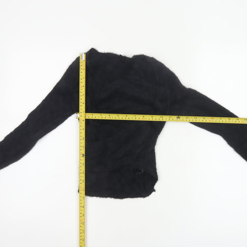 Urban Outfitters Women’s Black S Petite Fuzzy Knit Cropped Cardigan