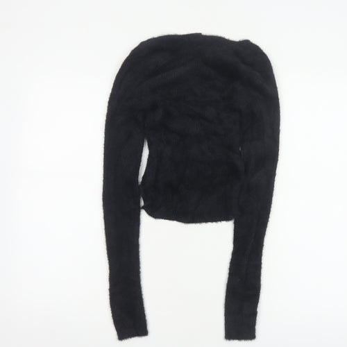 Urban Outfitters Women’s Black S Petite Fuzzy Knit Cropped Cardigan