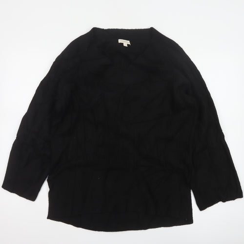 Monsoon Women Black S V-Neck Relaxed Knit Pullover Jumper