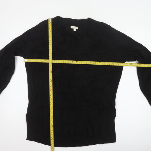 Monsoon Women Black S V-Neck Relaxed Knit Pullover Jumper